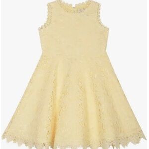 Rare Editions Crochet Lace A-line Skater Dress Yellow Daisy Girl Size10 Princess
